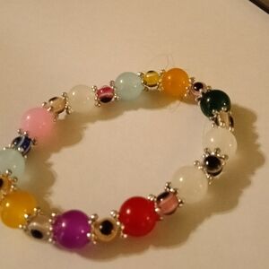 Colorful Beaded Bracelet with Silver Accents